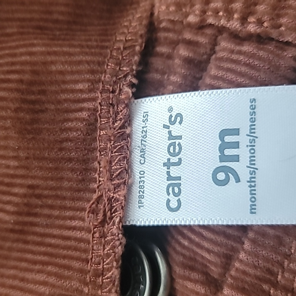Pre-Owned Carter’s Brown Corduroy Bib Overalls-Cozy and Stylish (Size 9 months) - Picture 5 of 9
